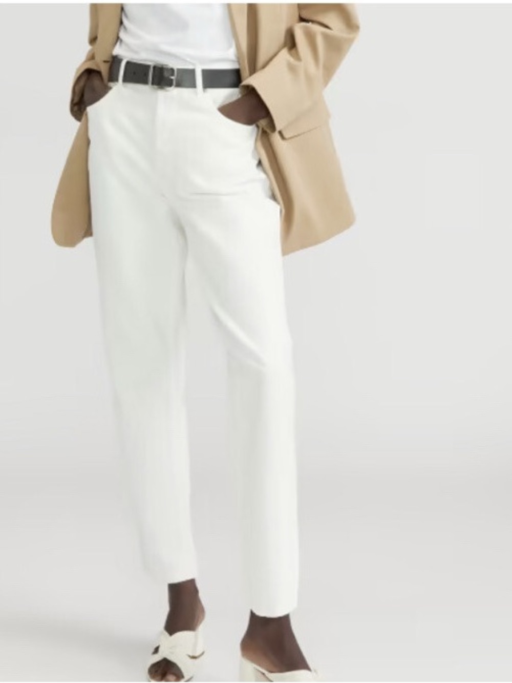 Everlane The 90s Cheeky Jean White High Rise Straight Leg 28 Ankle